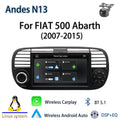 For FIAT 500 Abarth(2007-2015)2026 New Linux System Wireless CarPlay Auto  Bluetooth Musci Video Multimedia Players Cameras