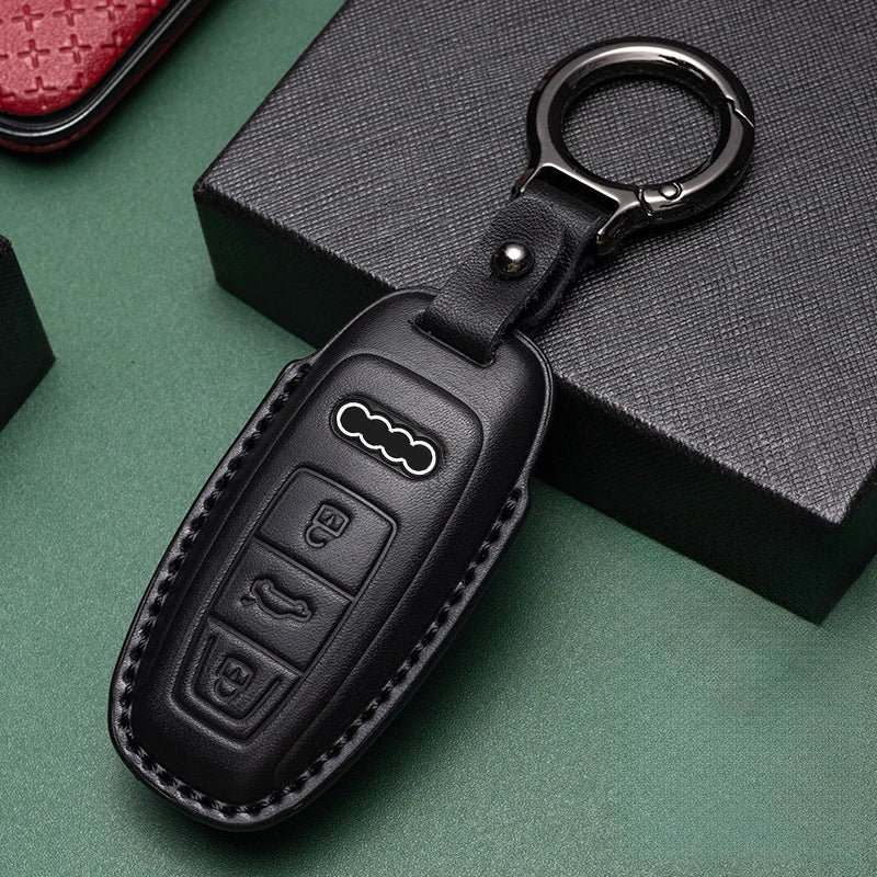 Genuine Leather For Audi A1 A3 8P A4 B9 A5 A6 C7 8S 8W A7 A8 Q3 Q5 Q7 4M S4 S5 S6 S7 S8 RS3 RS6 SQ5 TTS TFSI Car Smart Key Case