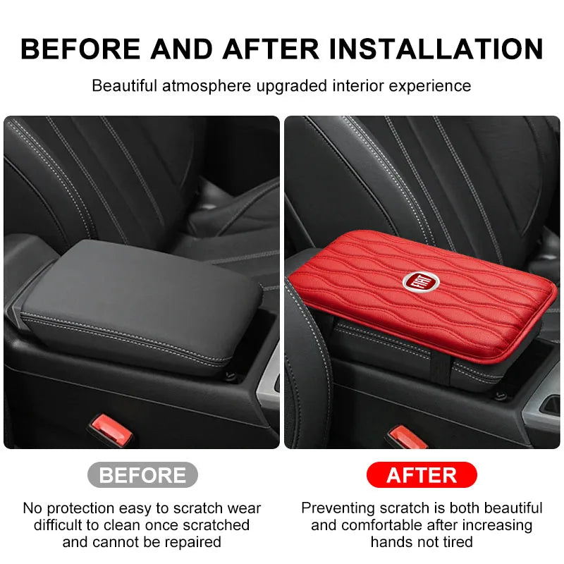 Car Armrest Mat Center Console Leather Protection Cushion For Fiat Ducato Abarth Tipo Panda Bravo Doblo Stilo 500 124 125
