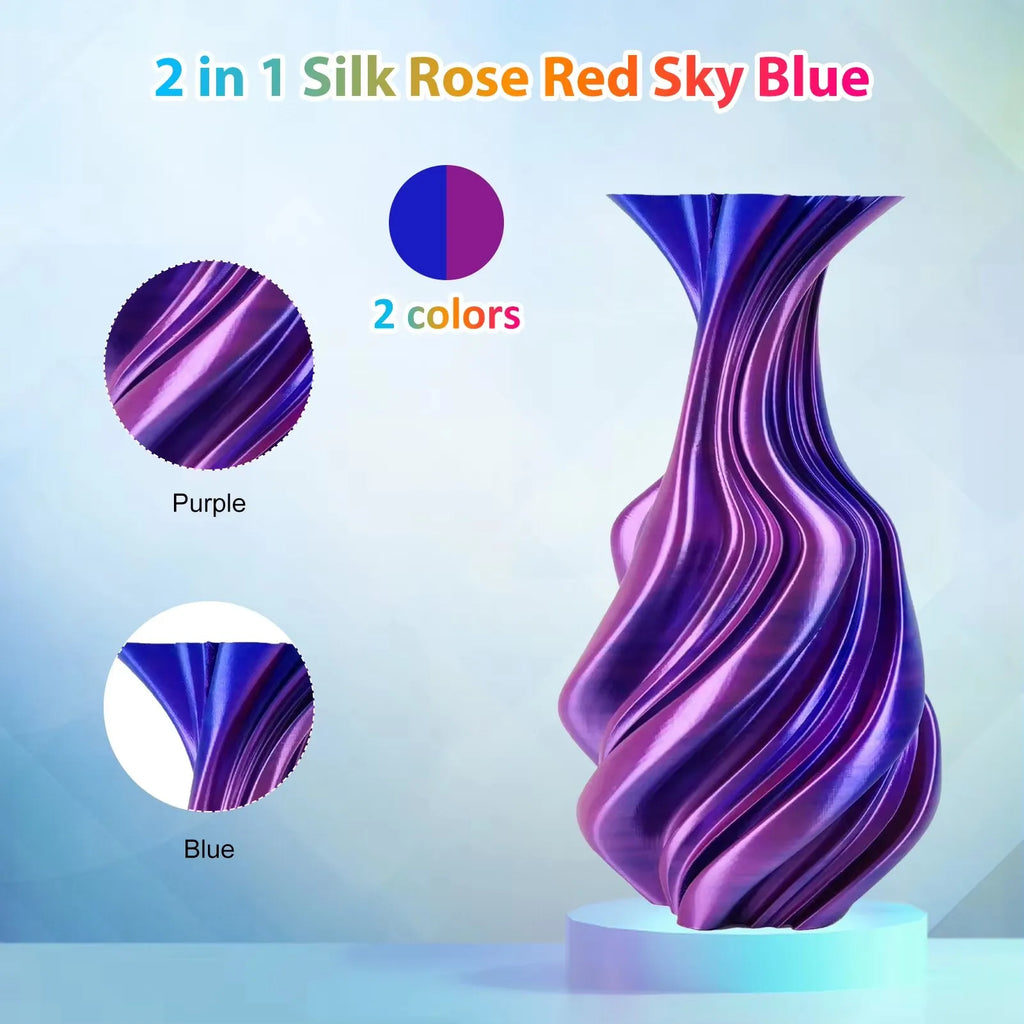PLA Filament 1.75mm Dual Color Blue Purple, 3D Printer Filament , 250g Spool(0.55lbs) Fits for Most FDM 3D Printers