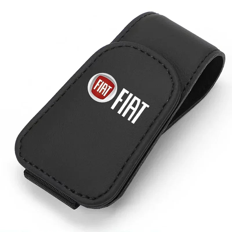 Leather Car Sun Visor Sunglasses Holder for Fiat 500e Tipo 500 500x Abarth Auto Eyeglass Clip Mount, Fiat Car Interior Accessory