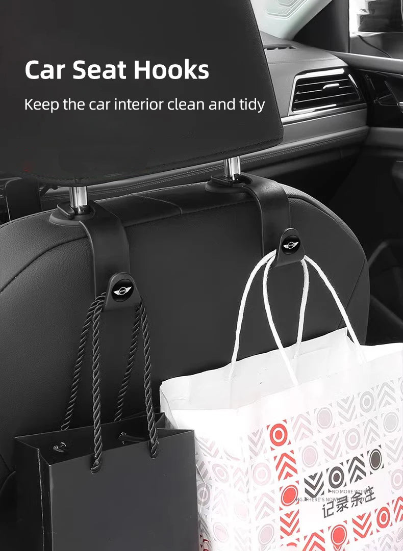 2Pcs ABS Car Styling Seat Back Hooks Accessories For MINI One Cooper JCW Countryman Clubman Cabrio Paceman Coupe Roadster Clubva