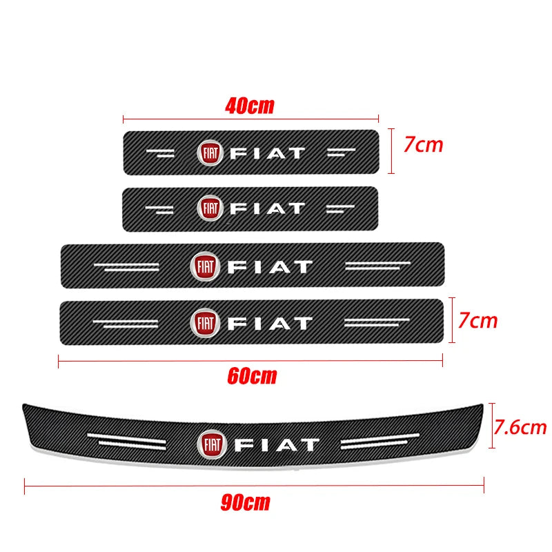 New Carbon Fiber Car Door Threshold Protector Stickers Waterproof For FIAT 500 Grande Stilo Freemont Punto Astra Bravo Ducato