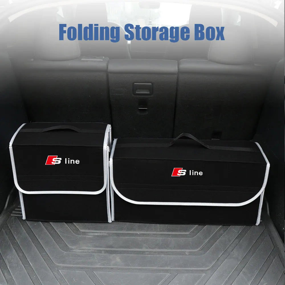 Large Capacity Car Trunk Storage Box Auto Badge Multiuse Tools Organizer Bag Folding Stowing Tidying Accessories For AUDI SLINE