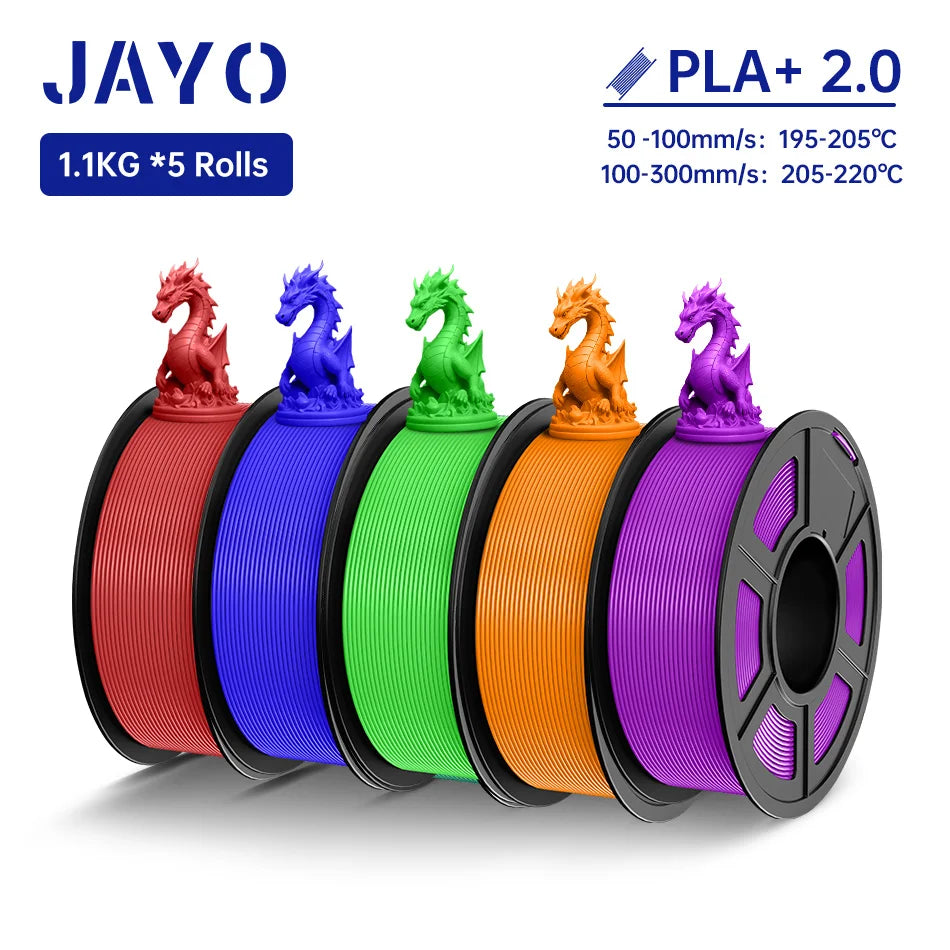 JAYO 3D Filament PLA +/PLA Meta/ PLA Matte/PLA PLUS 2.0/ PLA 1.75MM 5Rolls Coloful Neatly Wound 3D Printer Filament 1.1KG