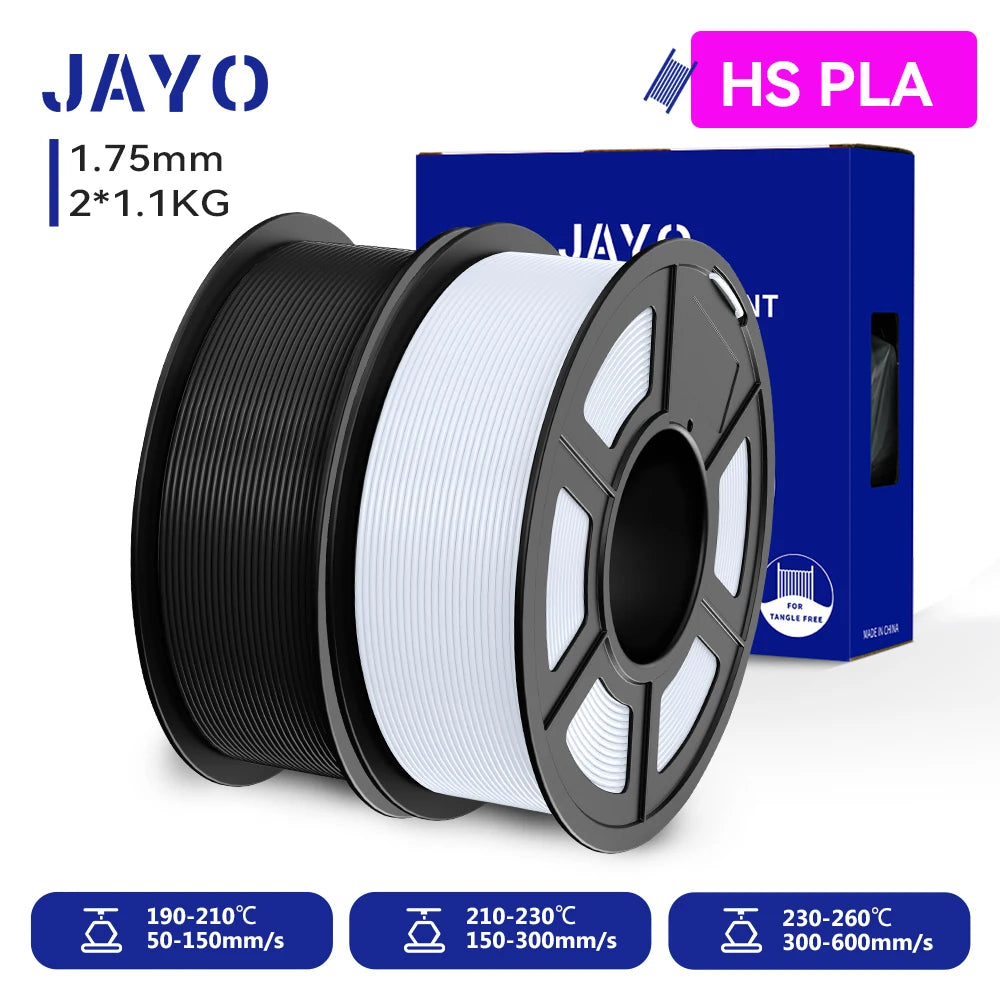 JAYO 2 Rolls 3D PLA / AntiString PLA / High Speed PLA Filament PLA Filament 1.75mm Neatly Wound 3D Printing Filament for 3D