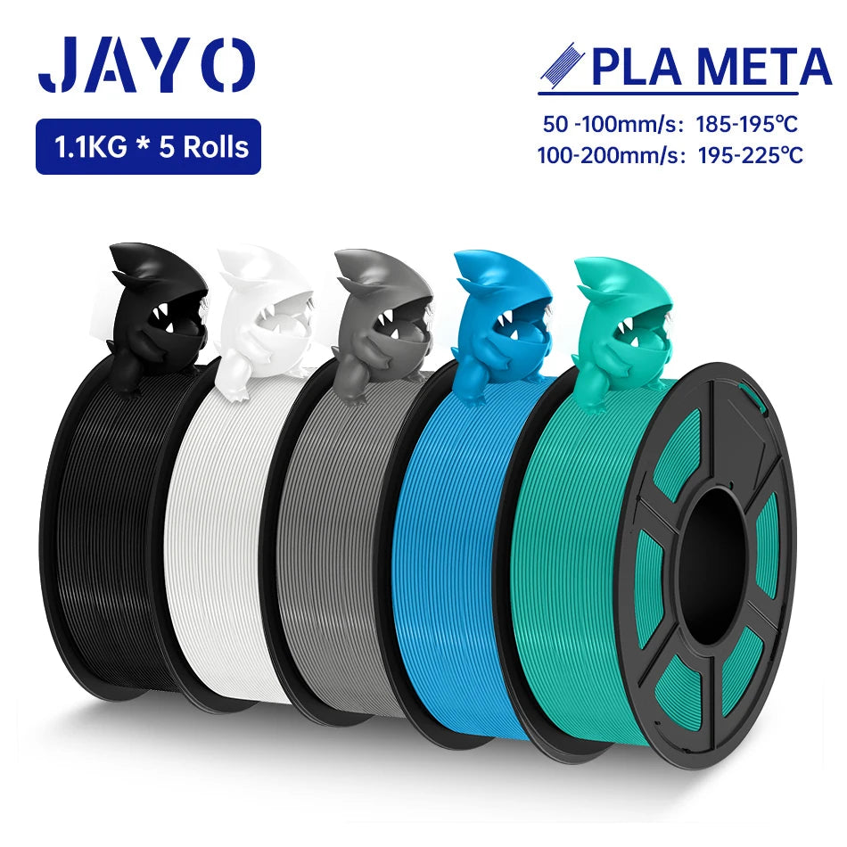 JAYO 3D Filament PLA +/PLA Meta/ PLA Matte/PLA PLUS 2.0/ PLA 1.75MM 5Rolls Coloful Neatly Wound 3D Printer Filament 1.1KG