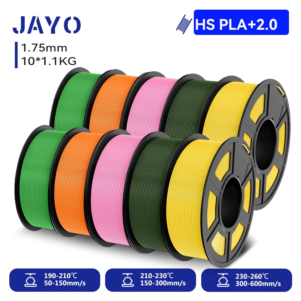 JAYO 10 Rolls 3D PETG/PLA/PLA PLUS/PLA Meta/ PLA Matte Printer Filament 1.75mm 100% No Bubble non-toxic 3D Printing Materials