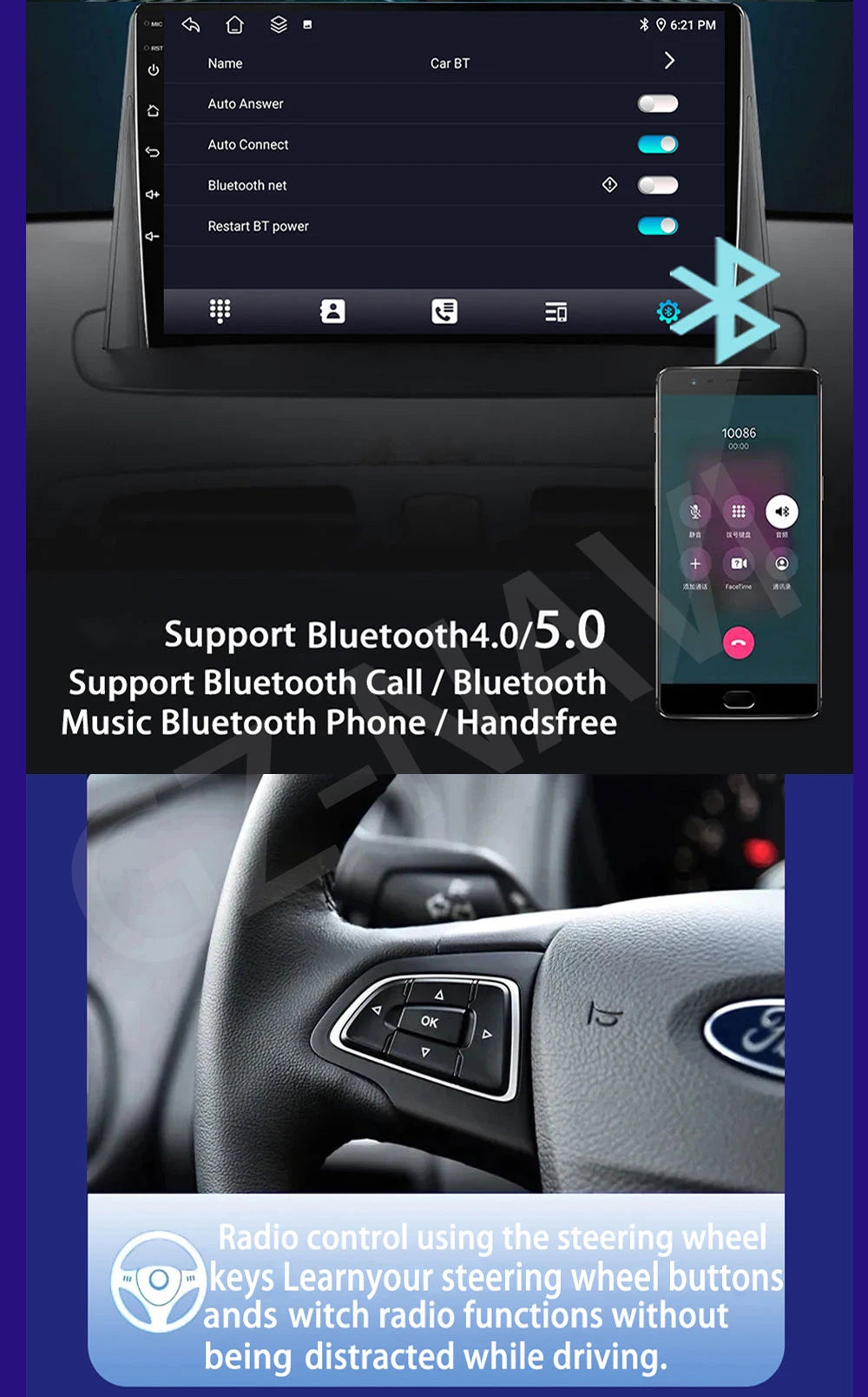 7" Android Auto for Fiat Ducato 2006 - 2016 Car Radio GPS Navigation Player Multimedia Player Wireless Carplay Screem WIFI Fan