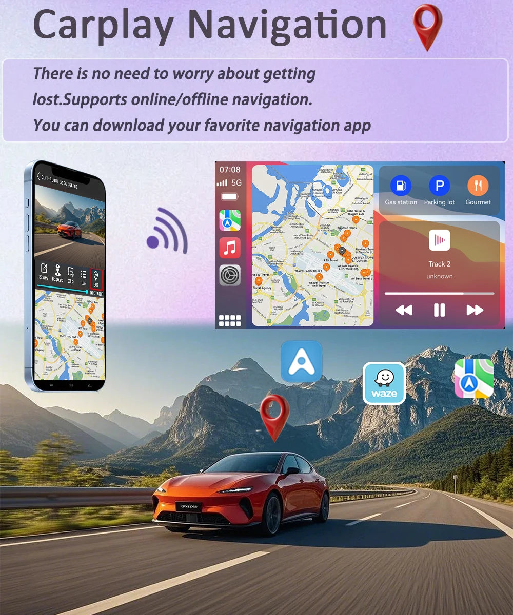 For FIAT 500 Abarth  (2007-2015-7inch)new Linux system wireless CarPlay in-car device, new model, navigation, video,Bluetooth