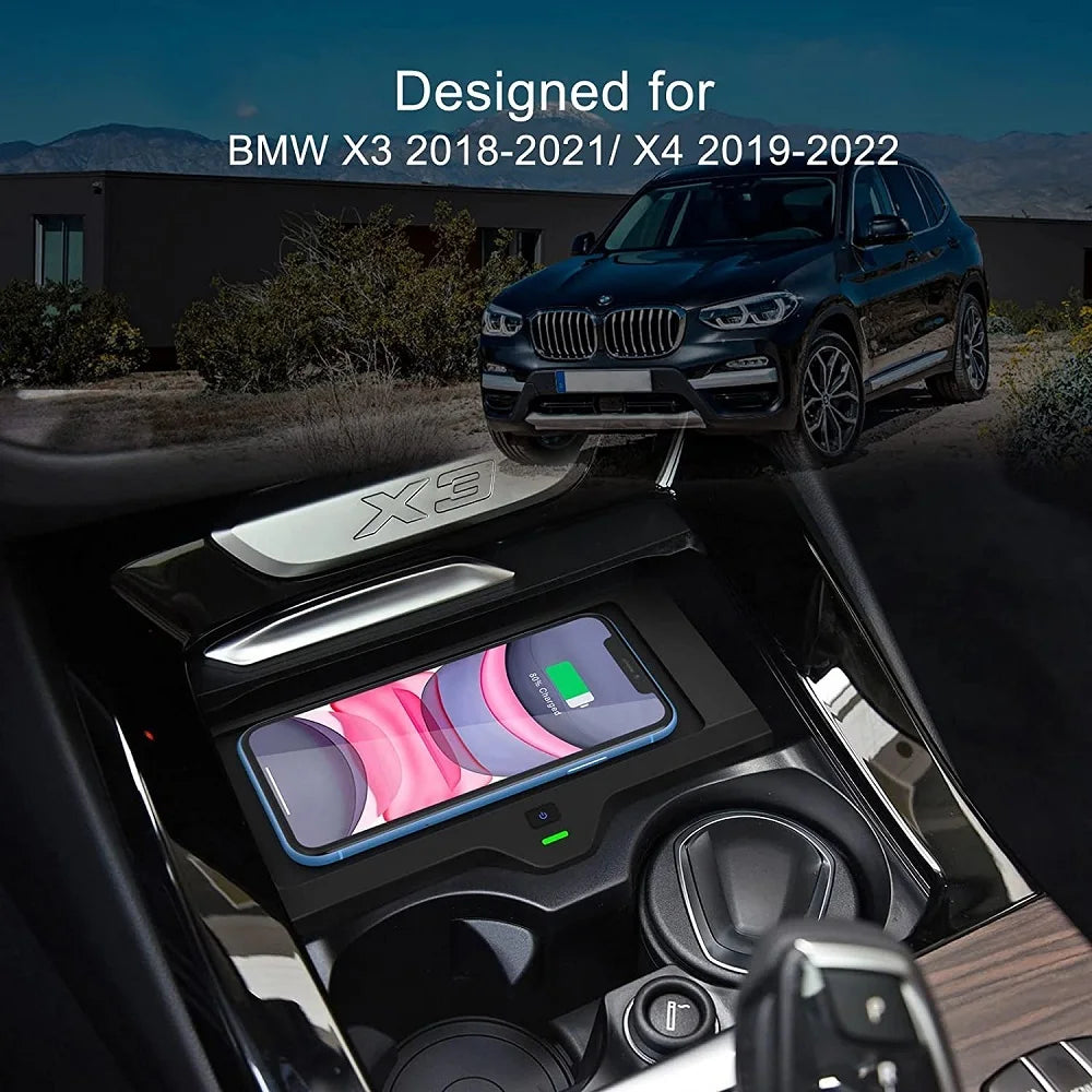 Wireless Car Charger for BMW X3 G01 2018-2021 2022 2023 BMW X4 2019 2020 2021 2022 2023 Accessories Wireless Charging Pad Mat