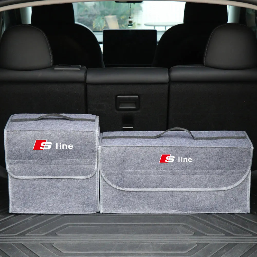 Large Capacity Car Trunk Storage Box Auto Badge Multiuse Tools Organizer Bag Folding Stowing Tidying Accessories For AUDI SLINE