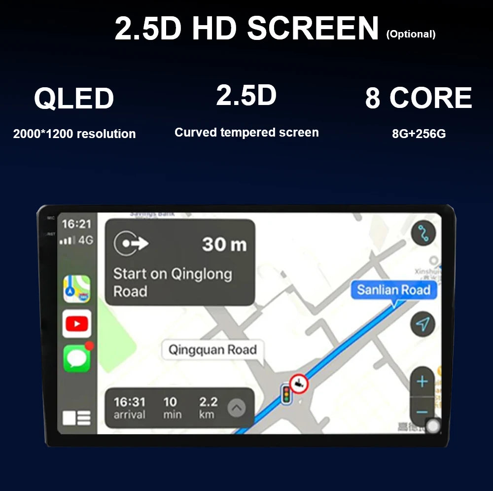 Android 15 For Fiat 500X 2014-2020 2K QLED Stereo Car Radio Multimedia Video Player GPS AI Voice CarPlay Head Unit Navigation 4G