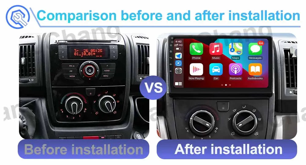 Video Player Carplay Car Radio for Fiat Ducato 2007 2008 2009 2010 2011 2012 - 2015 Android 15 Stereo Multimedia BT Auto Android