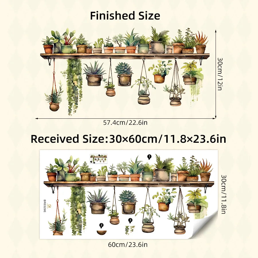 Multiple Flower Shelf Potted Furniture Wall Stickers Home Decor Accessories Living Room Bedroom Decoration Kids Room Wall Decals