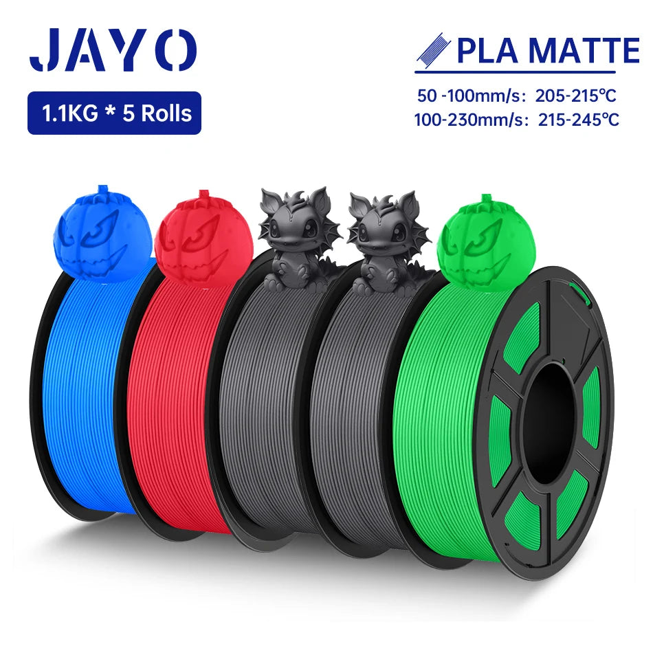 JAYO 3D Filament PLA +/PLA Meta/ PLA Matte/PLA PLUS 2.0/ PLA 1.75MM 5Rolls Coloful Neatly Wound 3D Printer Filament 1.1KG