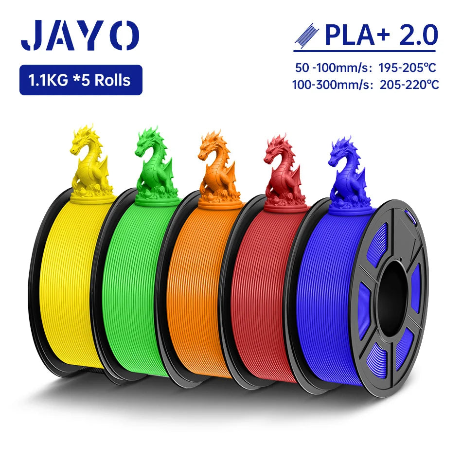 JAYO 3D Filament PLA +/PLA Meta/ PLA Matte/PLA PLUS 2.0/ PLA 1.75MM 5Rolls Coloful Neatly Wound 3D Printer Filament 1.1KG