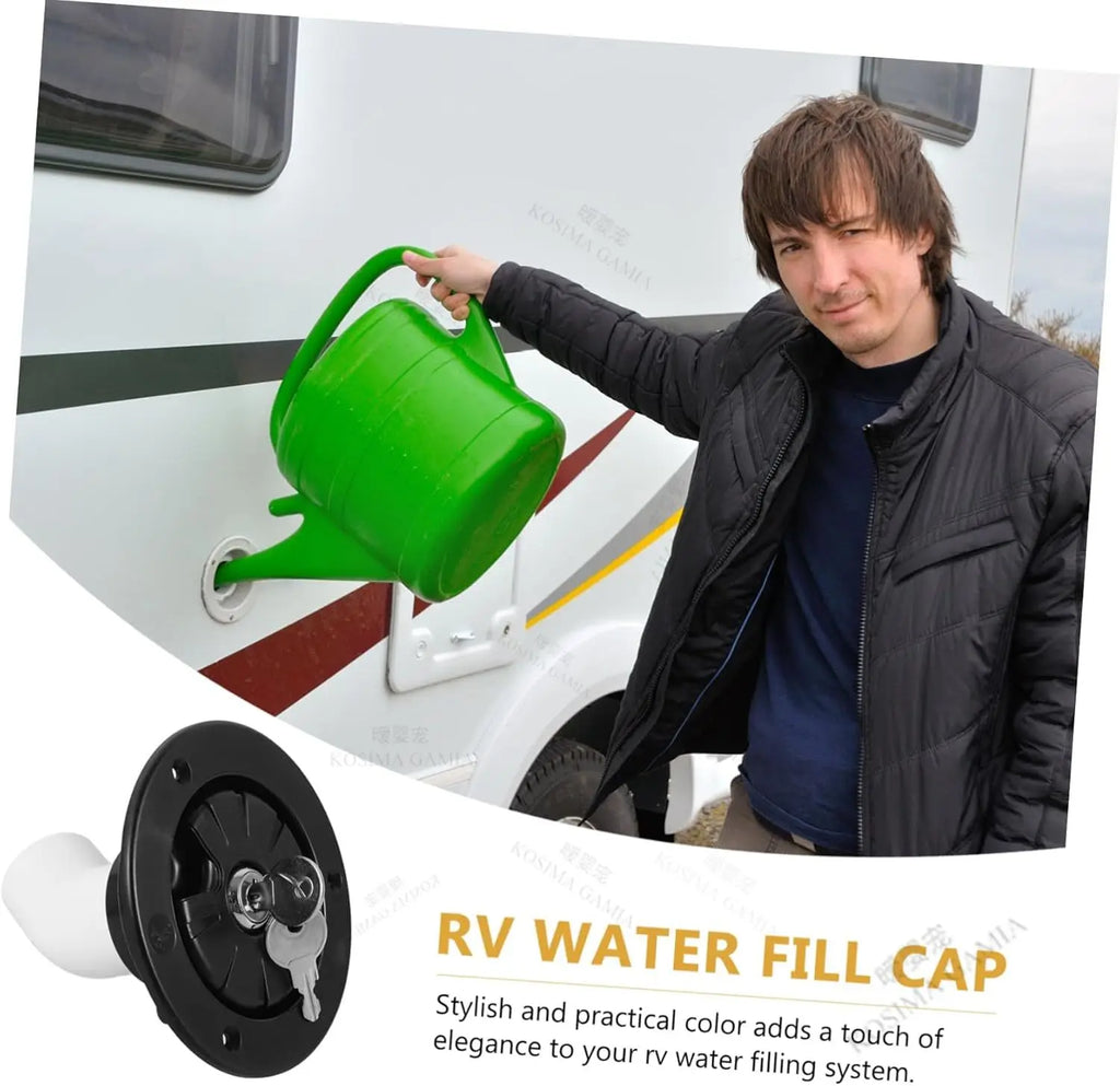 Car Accessories Black/White Round Gravity Water Inlet with Lock RV Accessories Caravan for RV Boat Camper Trailer Exterior Hatch