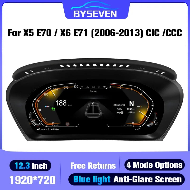 Byseven For BMW X5 E70/BMW X6 E71 (2006-2013) CCC/CIC 12.3inch LCD instrument panel digital instrument panel
