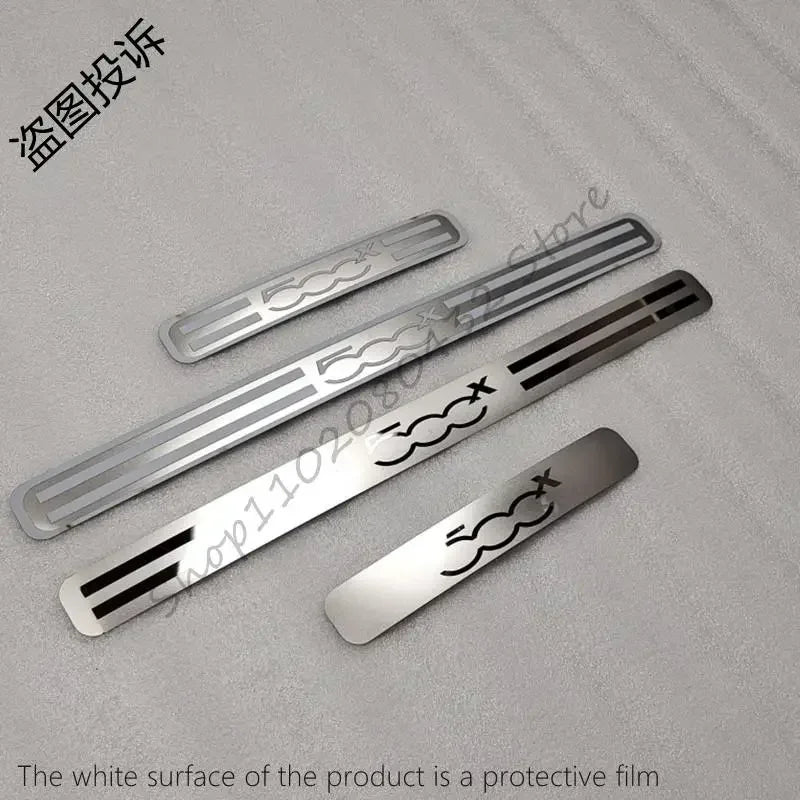 Car Styling For FIAT 500X 2014-2017 2018 2019 2020 Auto Door Sill Scuff Plate Trim Anti-Scuff Welcome Pedal Stickers Accessories