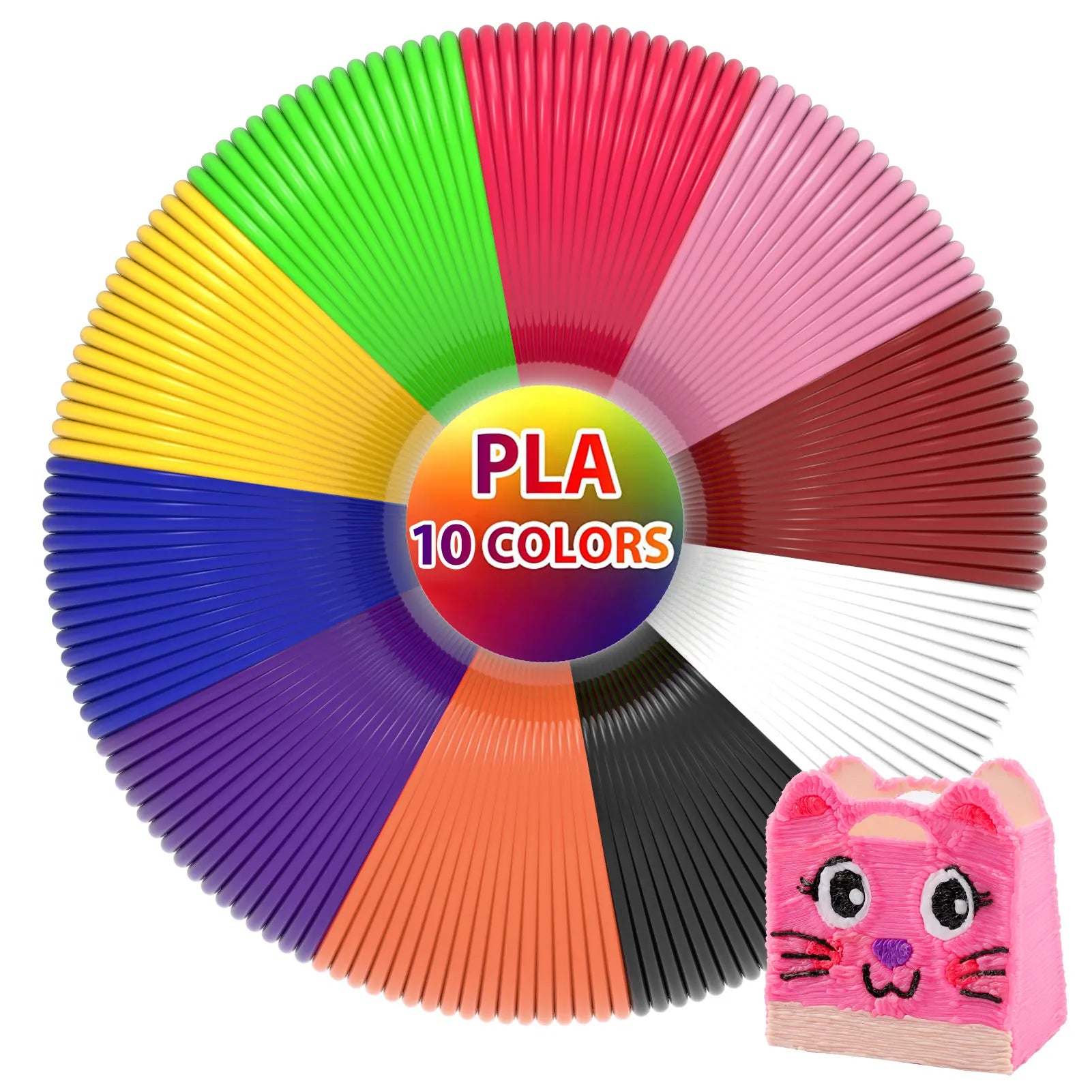Colored PLA Filament for 25M 30M 36M 45M 50M 96M 100M 150M 200M Smoke-free Safe Plastic Refill for 3D Children's Printing Pen