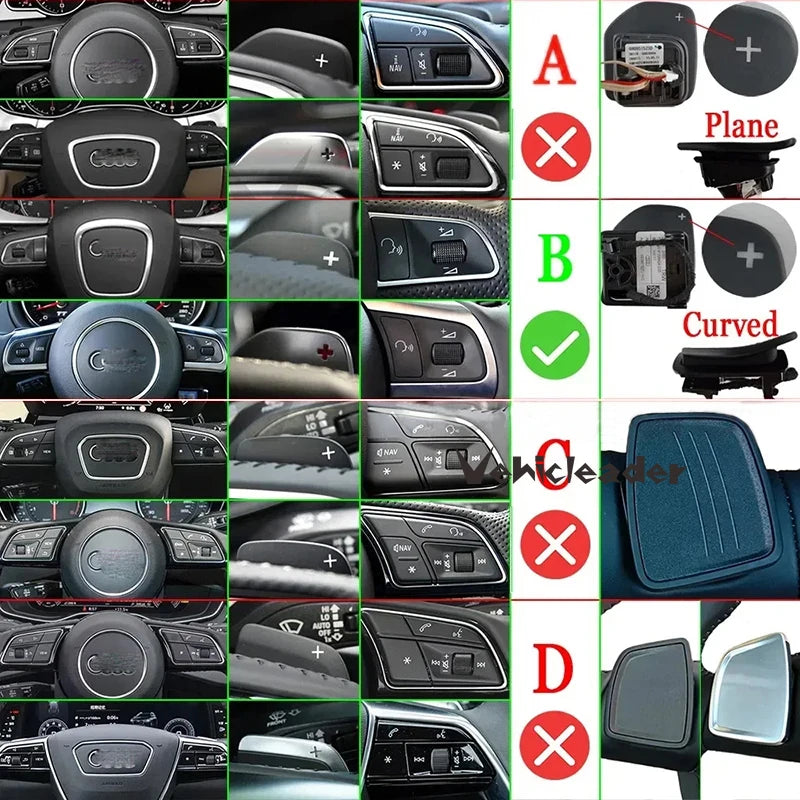 For Audi A3 8P 8V A4 B8 A5 A6 C7 A7 A8 Q3 Q5 Q7 S3 S5 S6 S7 SQ5 TT DSG Car Steering Wheel Shift Paddles Extension Shift Sticker