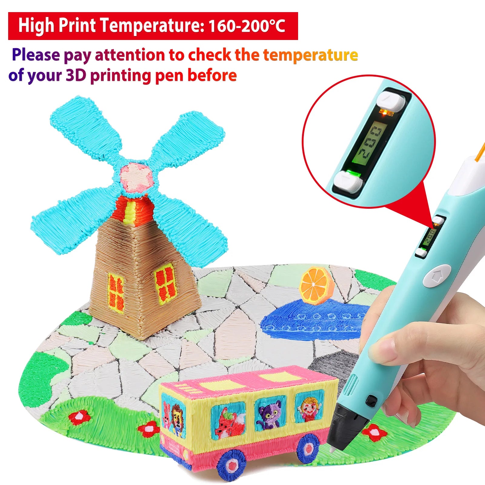 Colored PLA Filament for 25M 30M 36M 45M 50M 96M 100M 150M 200M Smoke-free Safe Plastic Refill for 3D Children's Printing Pen