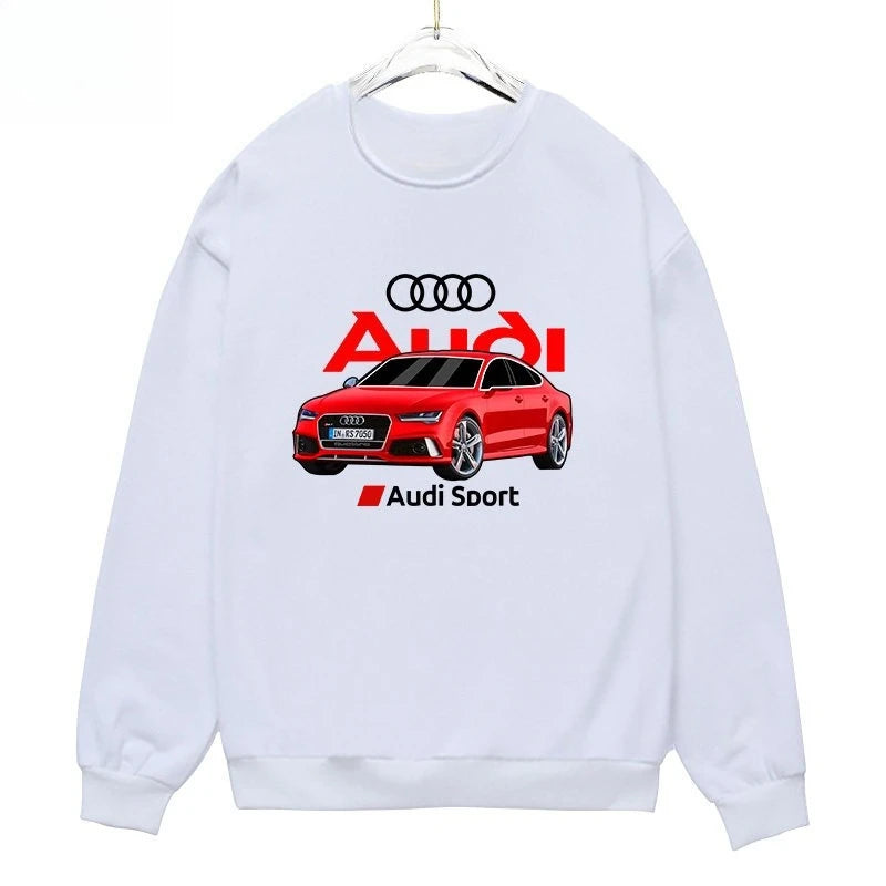 Audi Logo Casual Sports Shirt, Audi Car Enthusiast RS Round Neck Sweatshirt Pullover, Men's and Women's Top