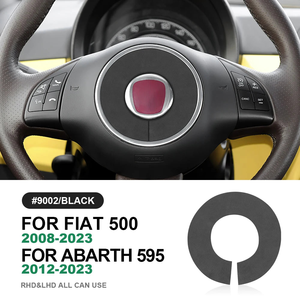 Italian Top Suede Sticker For Fiat 500 2008-15 For Abarth 595 2012-15 steering wheel button frame turn fur interior Accessories