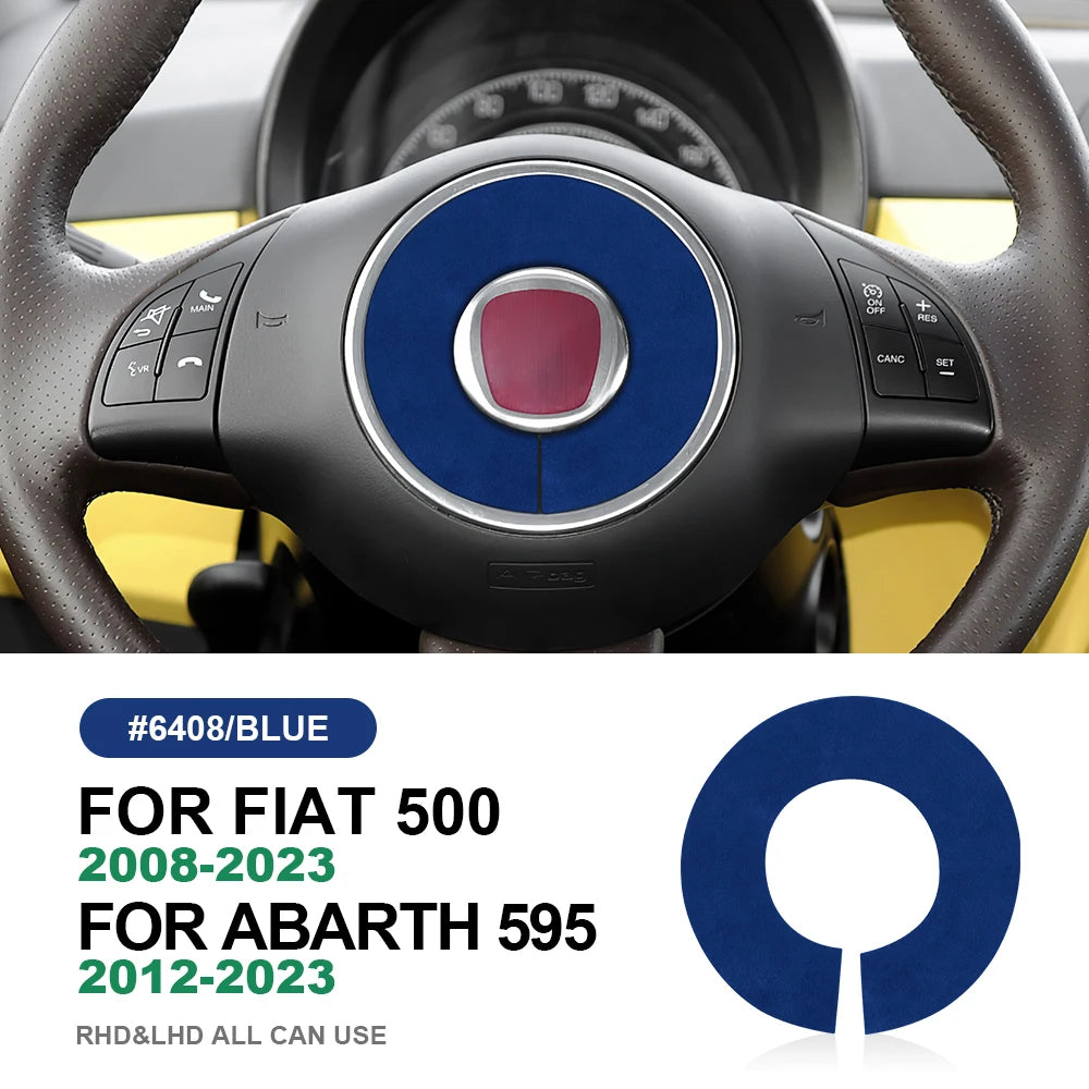 Italian Top Suede Sticker For Fiat 500 2008-15 For Abarth 595 2012-15 steering wheel button frame turn fur interior Accessories