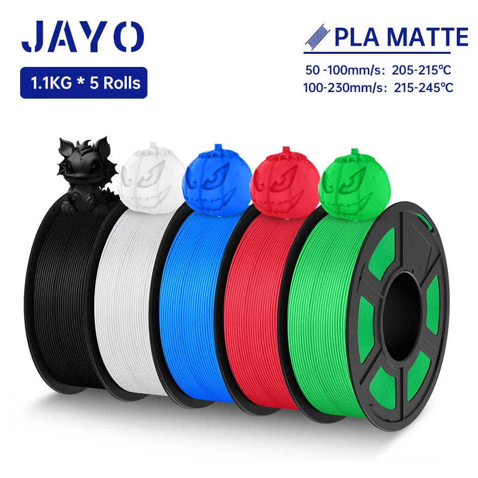 JAYO 3D Filament PLA +/PLA Meta/ PLA Matte/PLA PLUS 2.0/ PLA 1.75MM 5Rolls Coloful Neatly Wound 3D Printer Filament 1.1KG