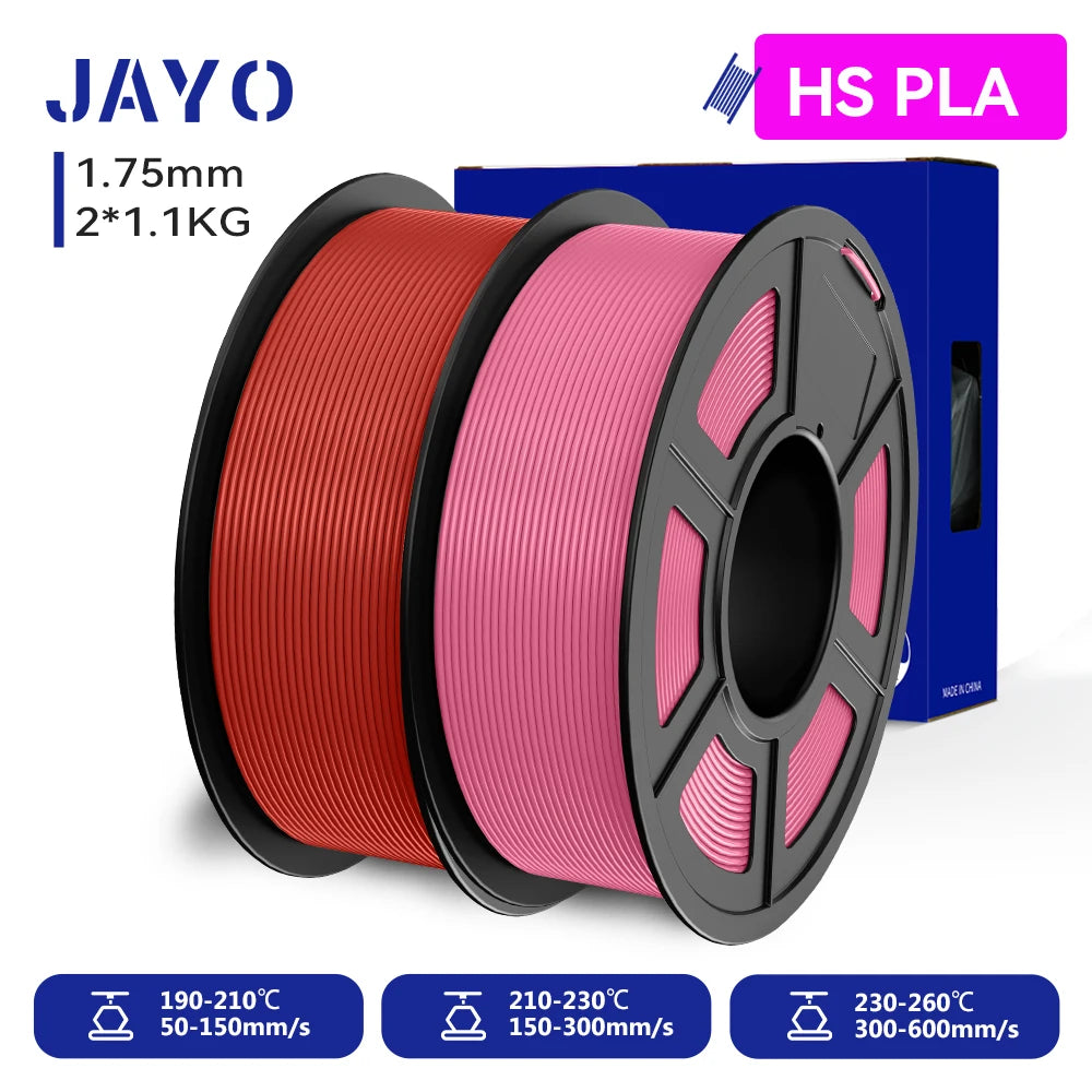 JAYO 2 Rolls 3D PLA / AntiString PLA / High Speed PLA Filament PLA Filament 1.75mm Neatly Wound 3D Printing Filament for 3D