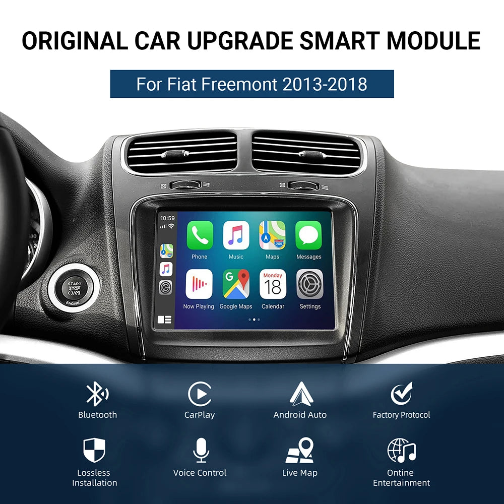 Wireless CarPlay Android Auto retrofit kit decoder box for Fiat Freemont 2013 2014 2015 2016 2017 2018