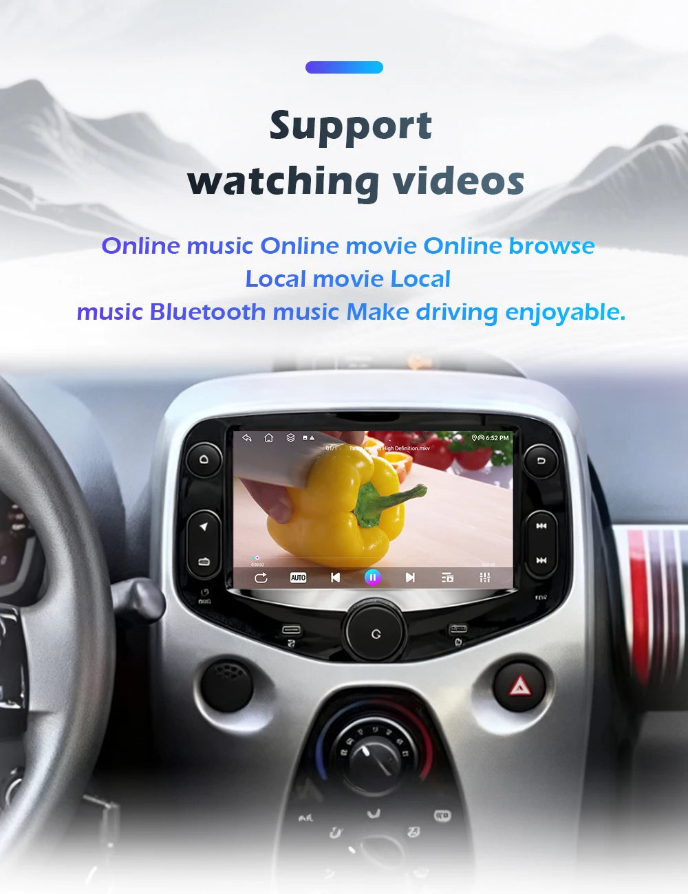Car intelligent system For FIAT 500 2016-2019 Android 16 Navigation GPS Wireless CarPlay Car Multimedia Screen Head Unit Wifi BT