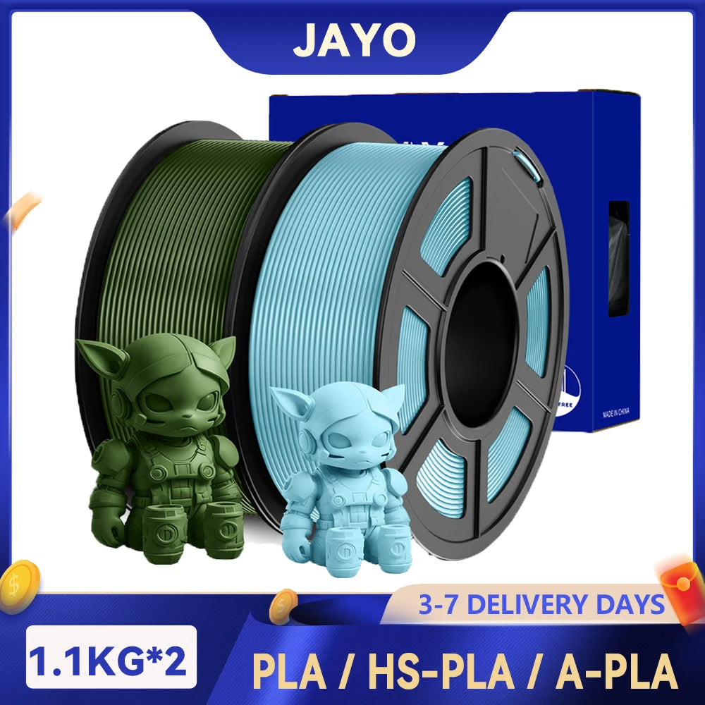 JAYO 2 Rolls 3D PLA / AntiString PLA / High Speed PLA Filament PLA Filament 1.75mm Neatly Wound 3D Printing Filament for 3D