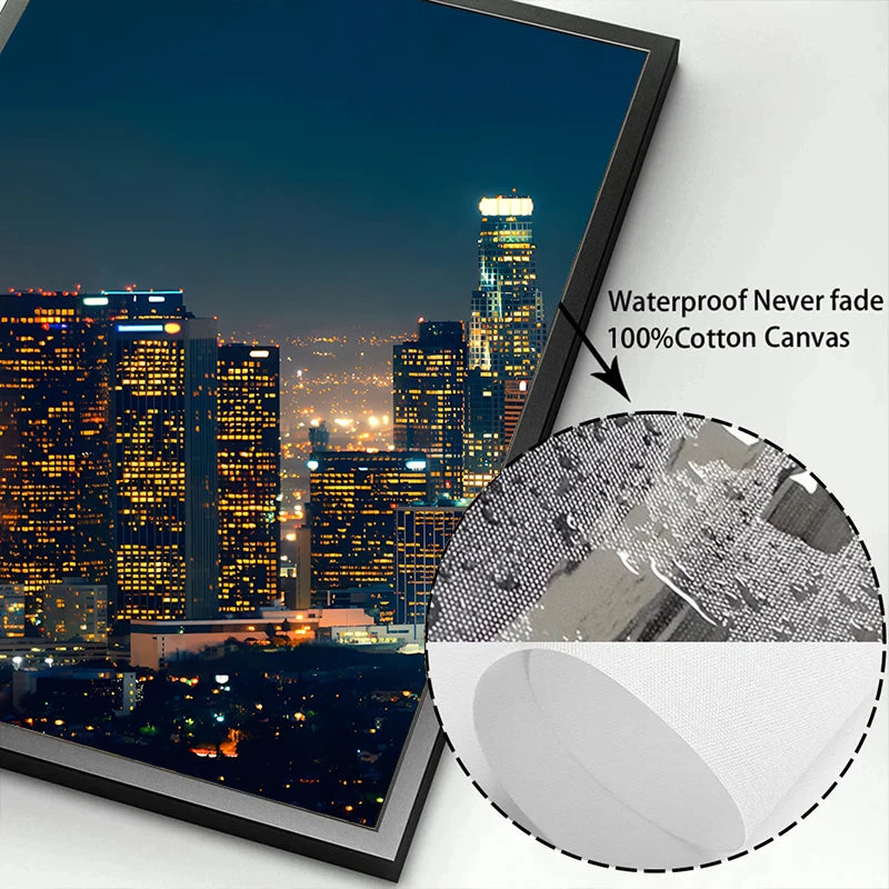 Los Angeles Cityscape New York Manhattan City Skyline Poster Print Canvas Painting Wall Art Architectural Home Decor Mural