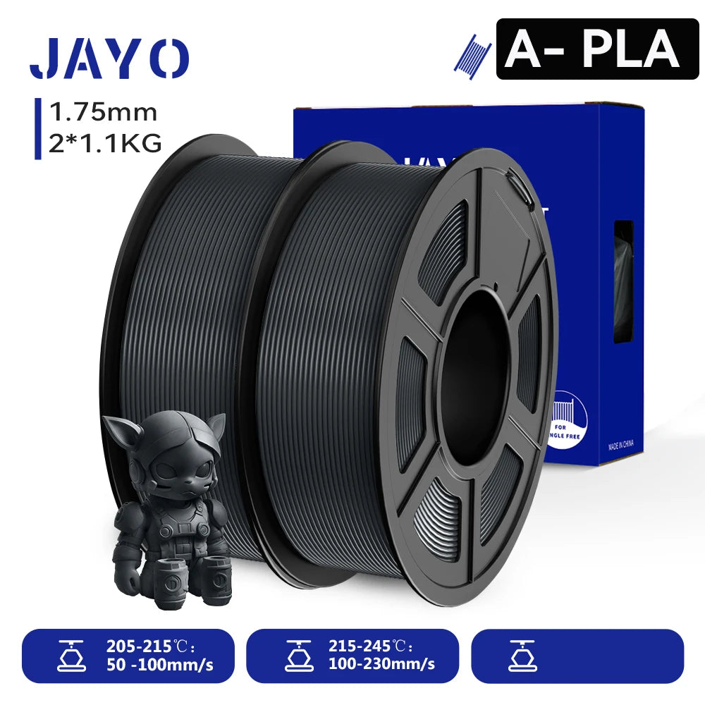 JAYO 2 Rolls 3D PLA / AntiString PLA / High Speed PLA Filament PLA Filament 1.75mm Neatly Wound 3D Printing Filament for 3D