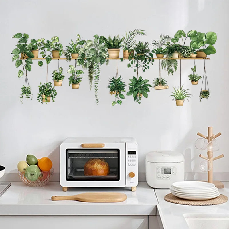 Multiple Flower Shelf Potted Furniture Wall Stickers Home Decor Accessories Living Room Bedroom Decoration Kids Room Wall Decals