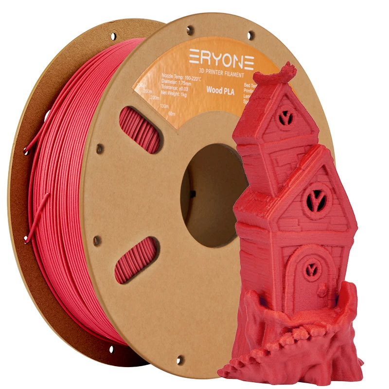 Eryone 1KG PLA Wood Premium Filament 3D Print, Real Wood Flour,Deep Light,wood pla filament,PLA Wood