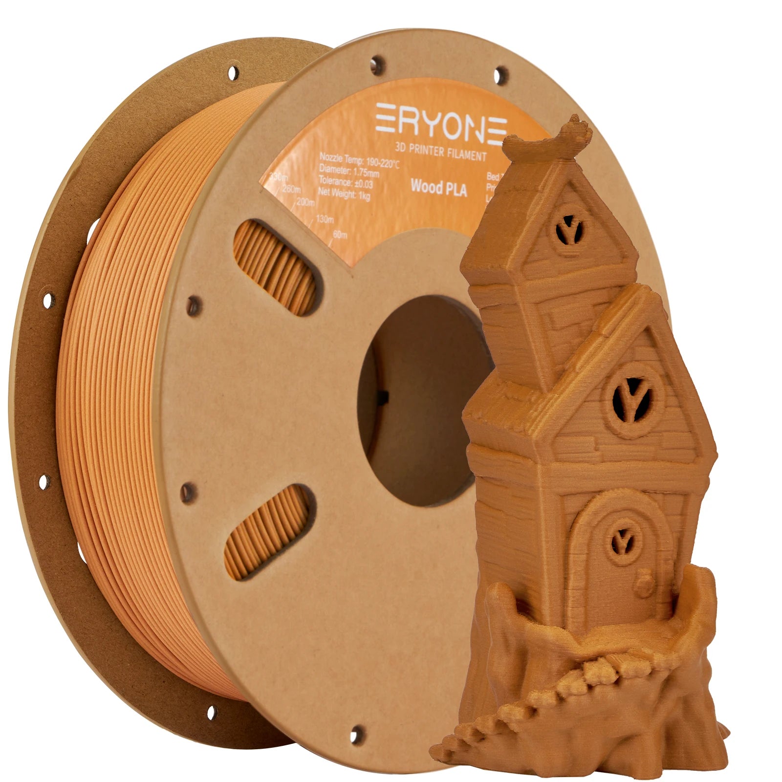 ERYONE 1kg/3KG/10KG Wood PLA Filament 3D Printer PLA Filament 1.75mm +/- 0.03mm, PLA Filament 1KG Cardboard Spool(2.2LBS)