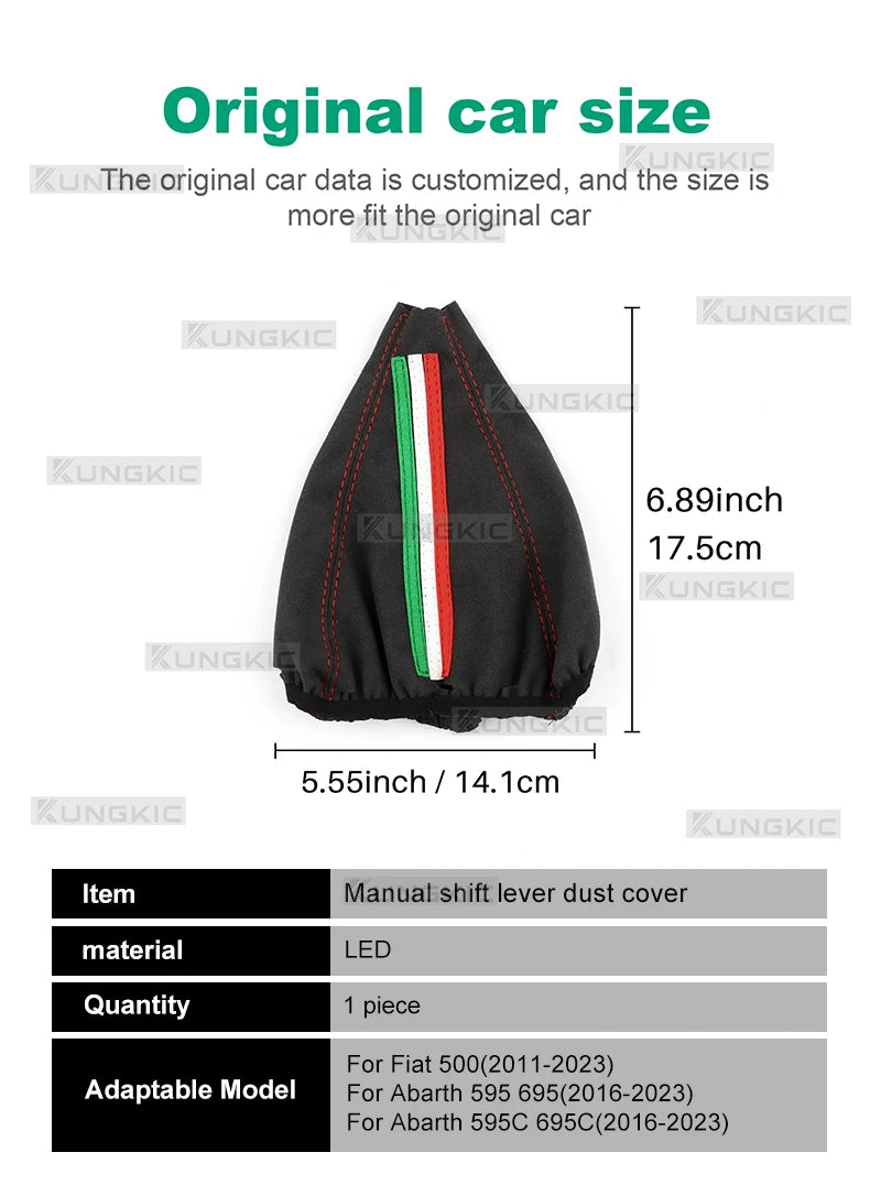 For Abarth 595 695 2016 2017 2018 2019 2020 2021 2022 2023 2024 Fiat 500 2011-2024 Manual Shifter Suede Gear Shift Boot Cover
