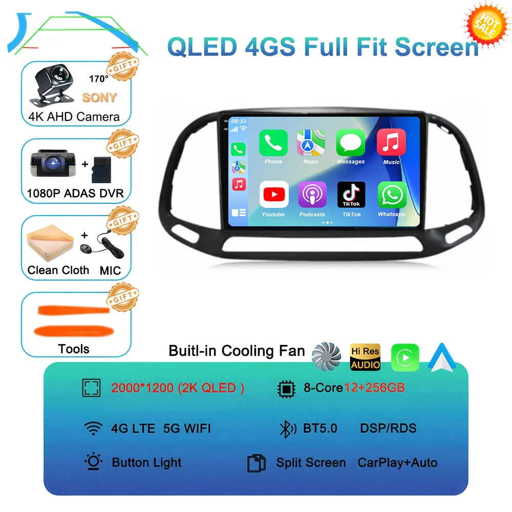 Android 16 For Fiat Doblo 2015 2016 2017 2018 2019 2020 GPS Car Radio Multimedia Video Player Stereo Navigation Wifi 360 Camera
