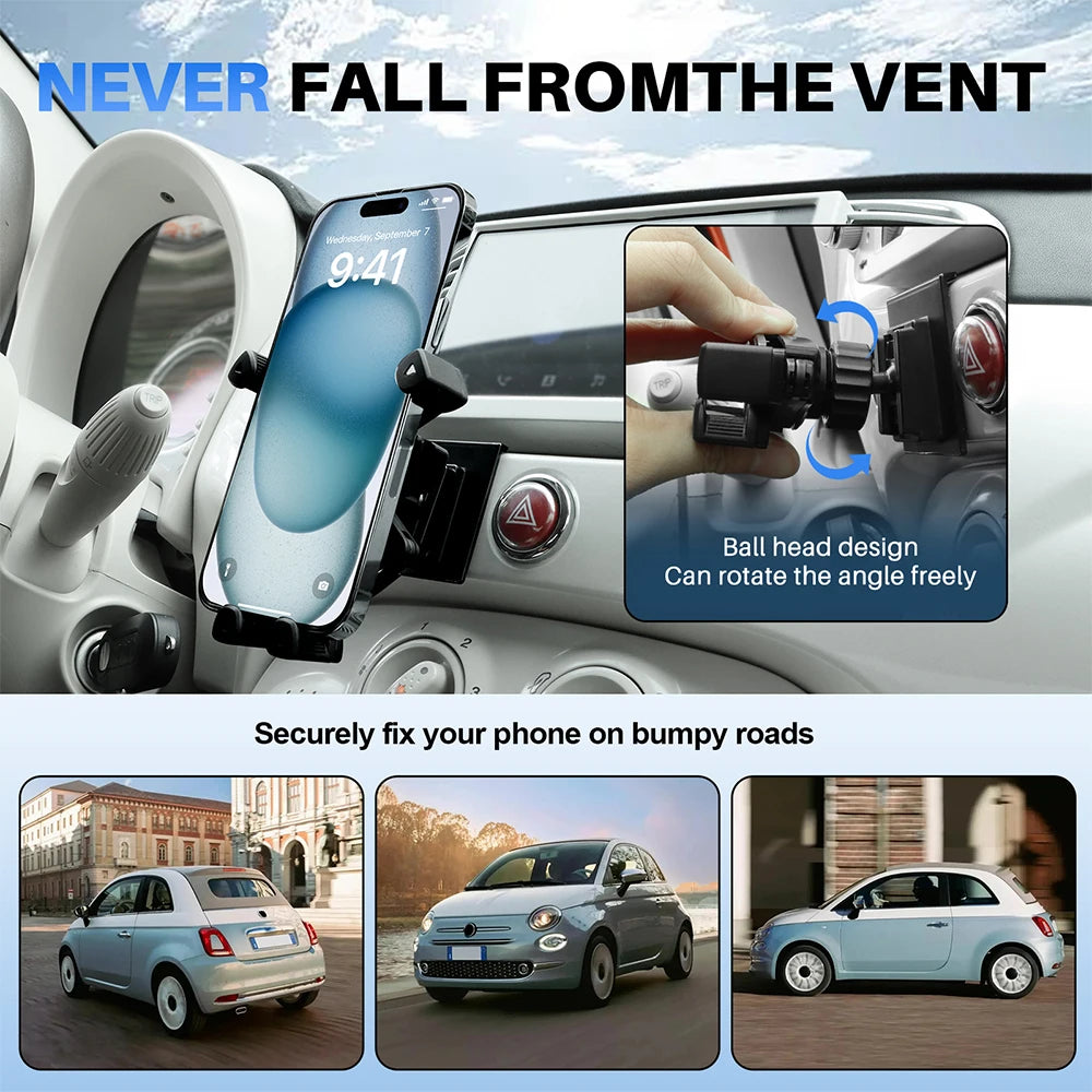 for Fiat 500 2008 2009-24 Abarth 595 2012 2013 2014 2015 2016 2017 2018 2019 2020 2021 2022 2023 2024 Car Gravity Phone Holder