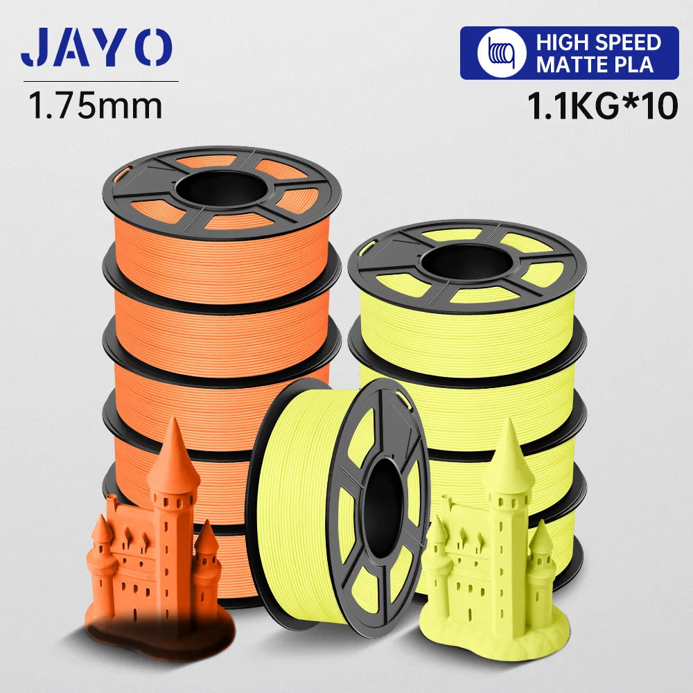 JAYO 10 Rolls 3D PETG/PLA/PLA PLUS/PLA Meta/ PLA Matte Printer Filament 1.75mm 100% No Bubble non-toxic 3D Printing Materials