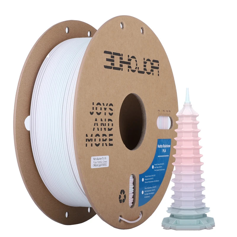 3DHOJOR PLA 3D Printer Filaments 1KG 1.75MM Matte PLA 3D Printing Material Upgraded Matte PLA Filament Multi-Color Filamento PLA