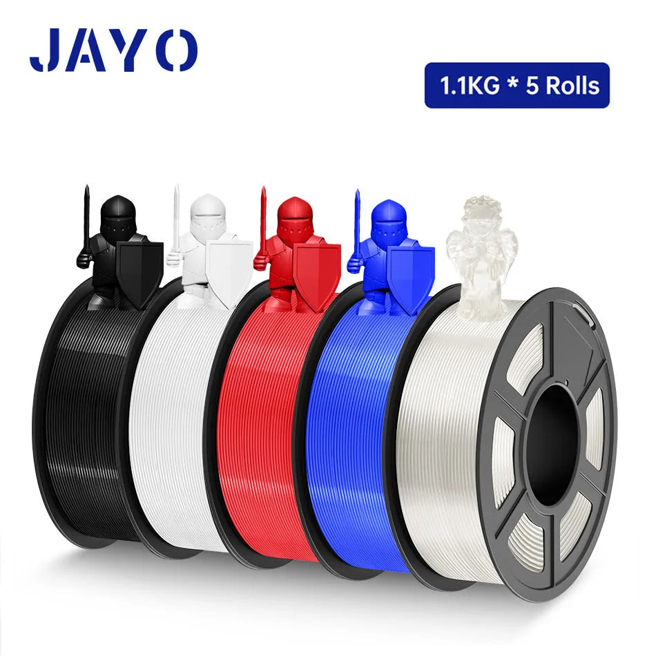 JAYO PLA / PLA Plus/ SILK PLA / PLAMeta/TPU SILK/ABS / PETG 3D Filament 1.75mm 0.65/1.1KG 3D Printer Filament PLA Rainbow 5Roll