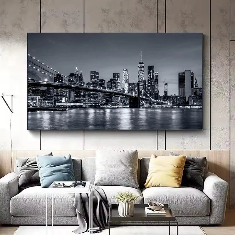 Los Angeles Cityscape New York Manhattan City Skyline Poster Print Canvas Painting Wall Art Architectural Home Decor Mural