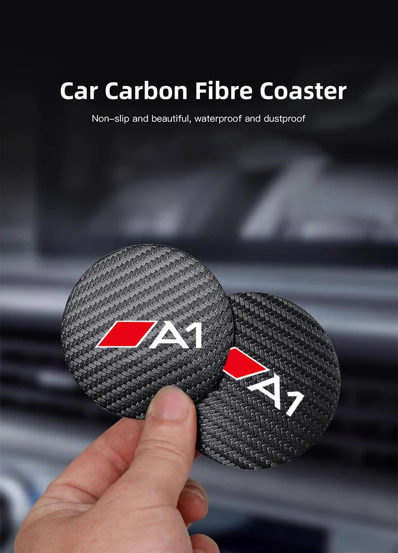 2Pcs Car Leather Coaster Mat Anti-slip Water Cup Pad For Audi A1 A3 A4 A5 A6 A7 A8 Q2 Q3 Q5 Q7 Q8 B6 B8 B9 C5 C7 TT S1 S7 S3 RS6