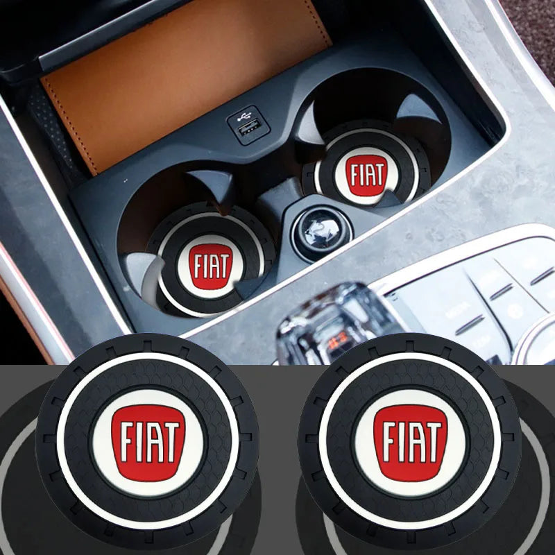 Car water cup mat interior soft rubber anti slip cup mat For Fiat 500 Punto 124 125 500 Bravo Stilo Panda Abarth Tipo Viaggio
