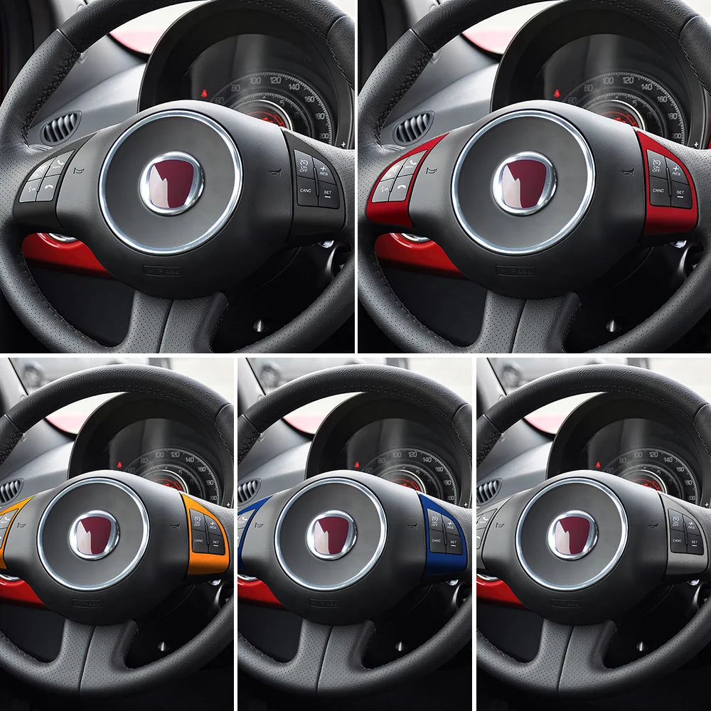 Italian Top Suede Sticker For Fiat 500 2008-15 For Abarth 595 2012-15 steering wheel button frame turn fur interior Accessories